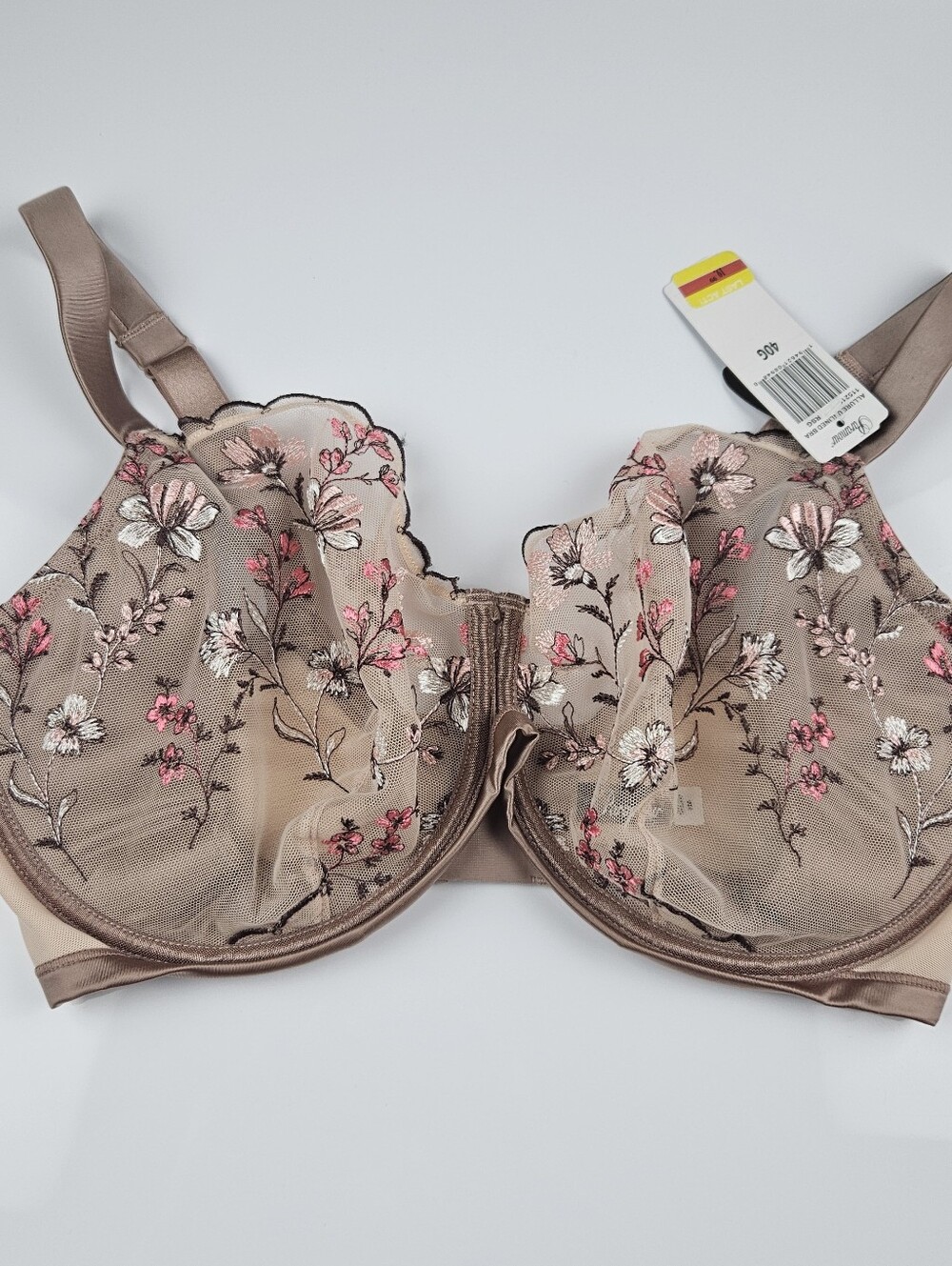 Paramour Felina Allure Nude Floral Embroidered Unlined Underwire Bra Size 38G
